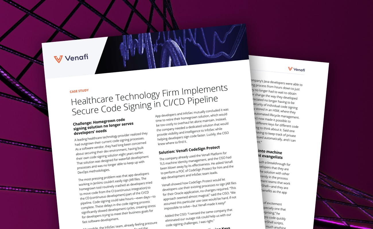 Healthcare Technology Firm Implements Secure Code Signing in CI/CD Pipeline (CodeSign Protect) - cover graphic