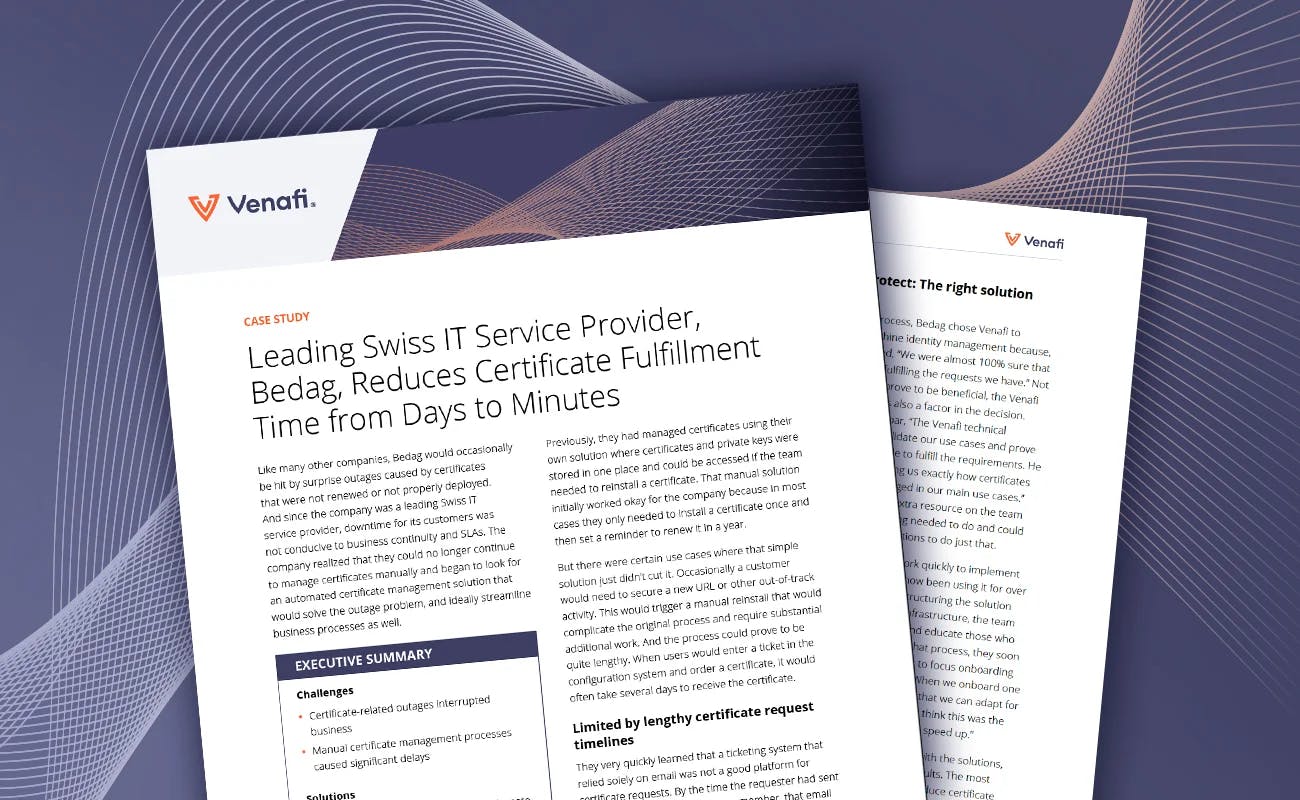 Leading Swiss IT Service Provider, Bedag, Reduces Certificate Fulfillment Time from Days to Minutes - cover graphic