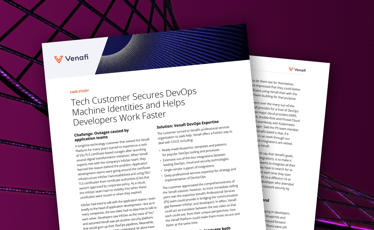 Tech Customer Secures DevOps Machine Identities and Helps Developers Work Faster - cover graphic