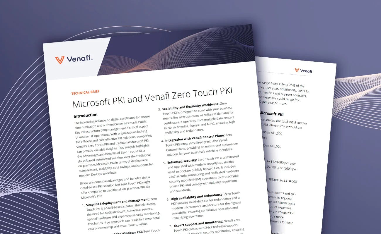 Comparing Microsoft PKI and Venafi Zero Touch PKI - cover graphic