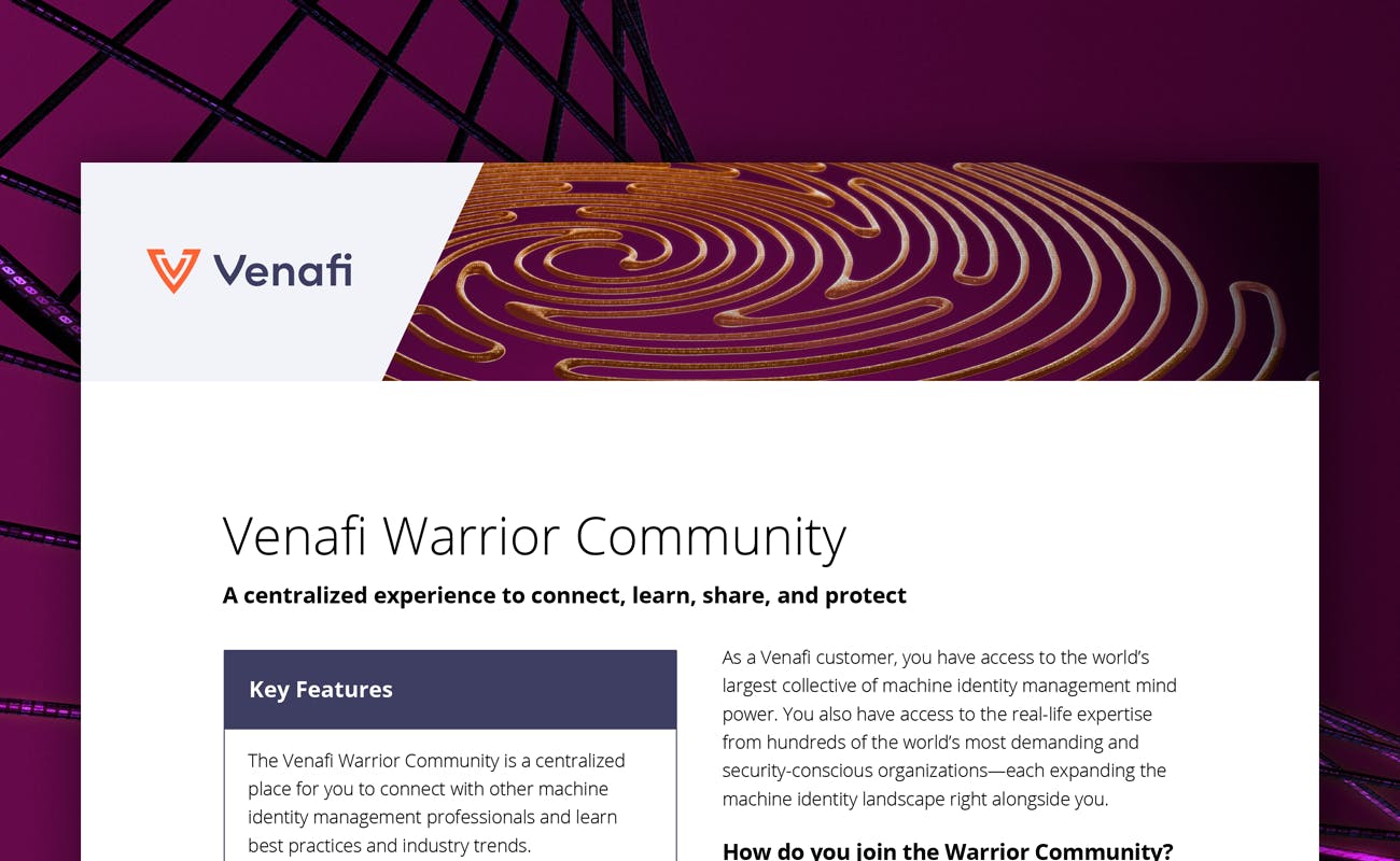 Learn About the Venafi Warrior Community - cover graphic