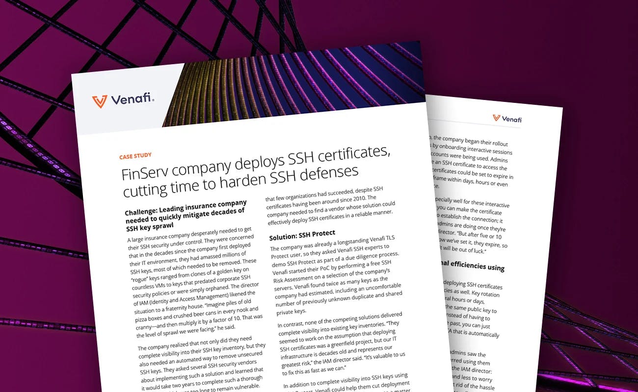 FinServ company deploys SSH certificates, cutting time to harden SSH defenses - cover graphic