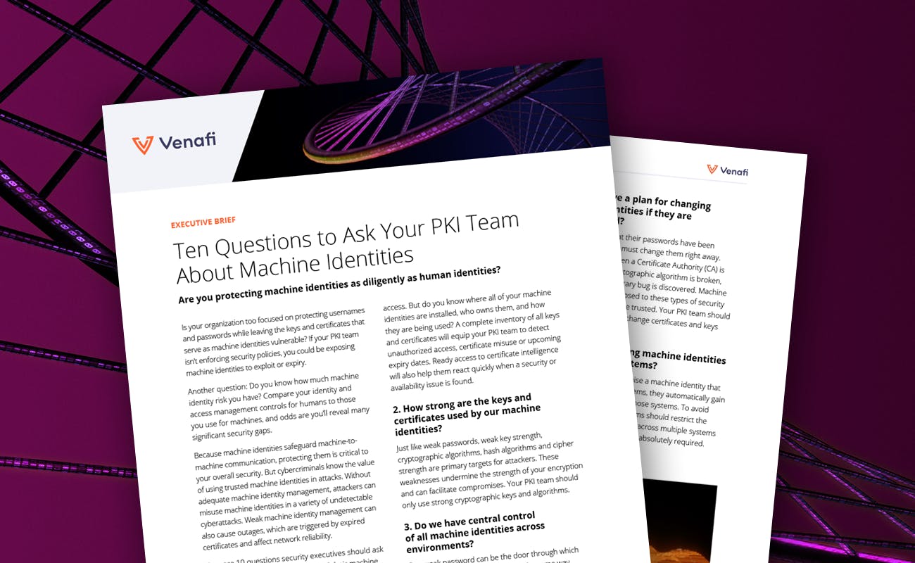 Ten Questions to Ask Your PKI Team About Machine Identities  - cover graphic