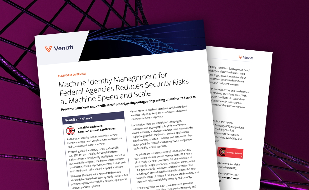 Machine Identity Management for Federal Agencies Reduces Security Risks at Machine Speed and Scale - cover graphic