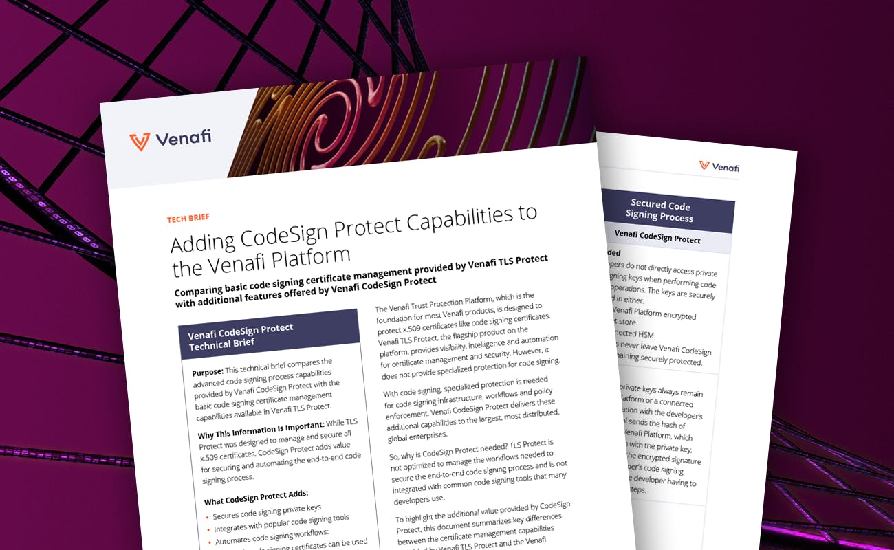 Adding CodeSign Protect Capabilities to the Venafi Platform - cover graphic