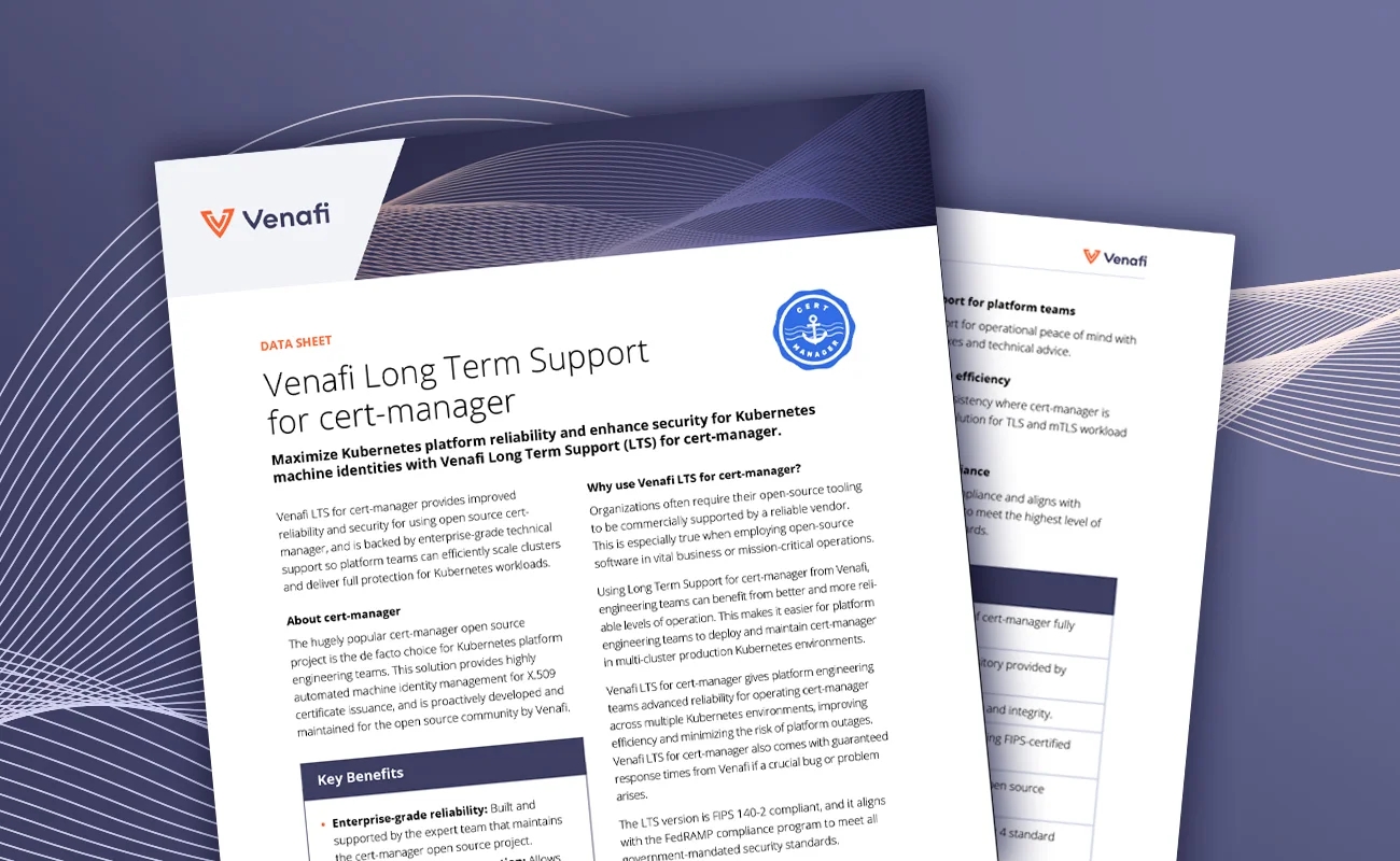 Venafi Long Term Support for cert-manager - cover graphic