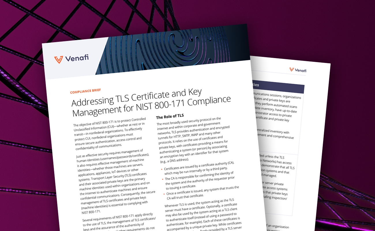 Addressing TLS Certificate and Key Management for NIST 800-171 Compliance - cover graphic